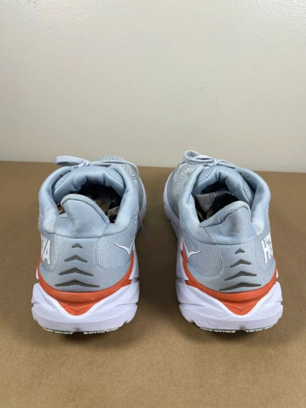 HOKA Clifton 8 Men's Running Shoes Gray Orange Size 11 D Sneakers